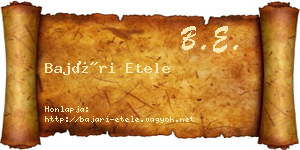 Bajári Etele névjegykártya